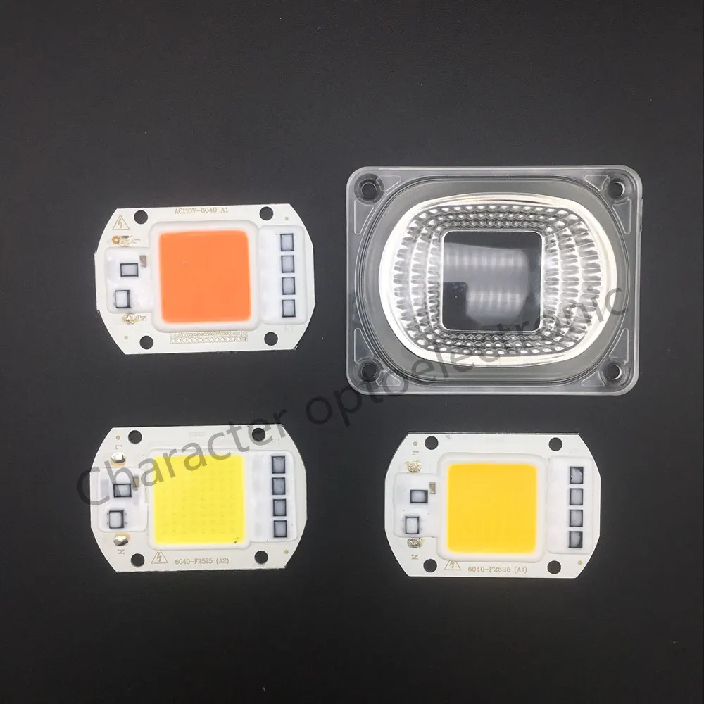 LED COB Grow Chip White Chip+Lens Reflector 50W 30W 20W 110V/220V For LED Flood Light DIY Outdoor light