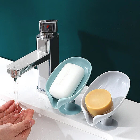 

New Drain Soap Holder Leaf Shape Soap Box Suction Cup Tray Drying Rack for Shower Sponge Container Kitchen Bathroom Accessories
