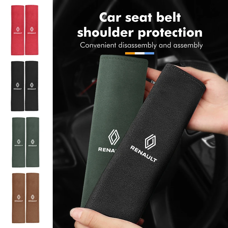 1/2pcs Suede Car Seat Belt Pad Safety Belt Protection Cover For Renaul Clio Captur Sparco Megane Sandero Grand Sill Guard