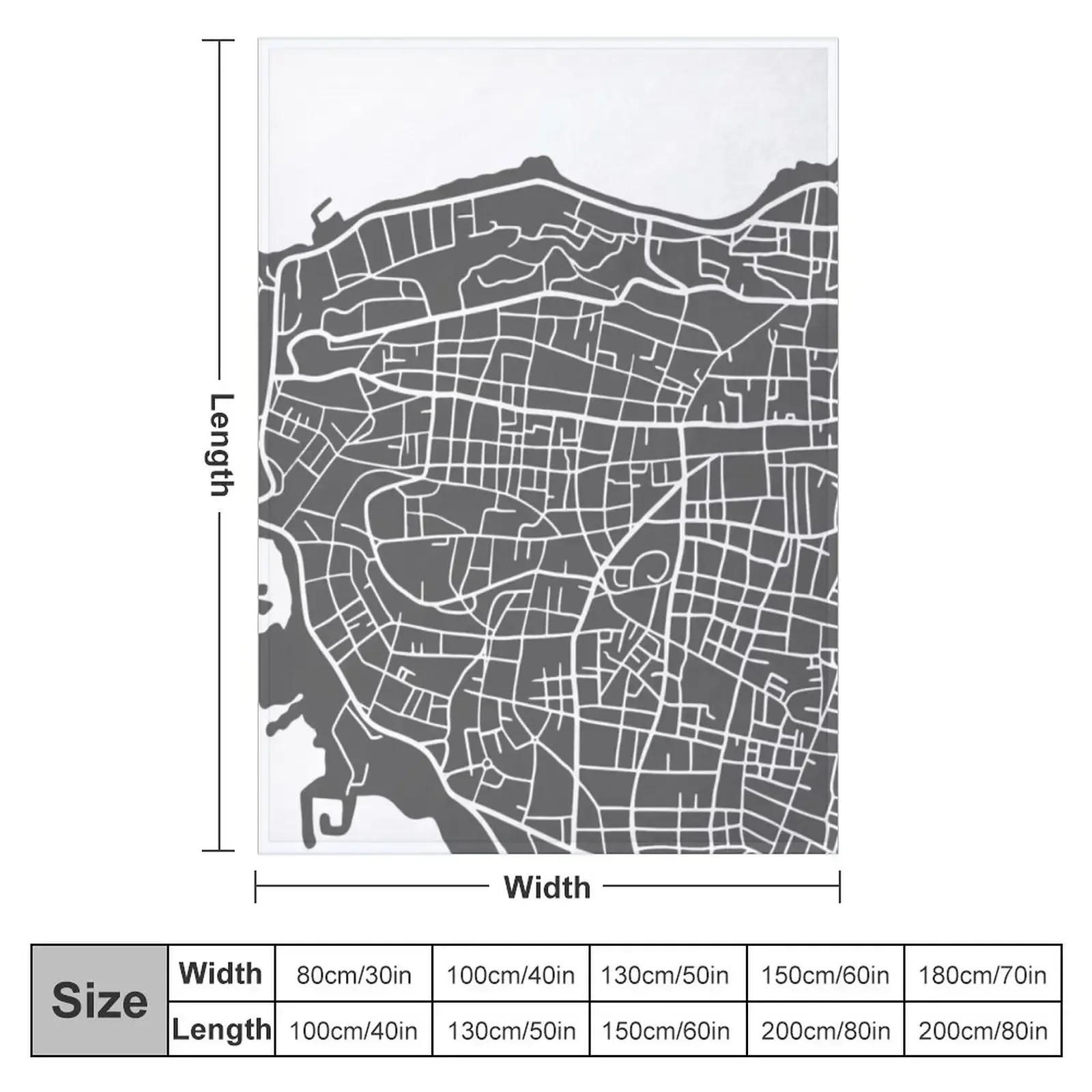 Map of Beirut Throw Blanket Large Decorative Beds Cute Plaid Blankets