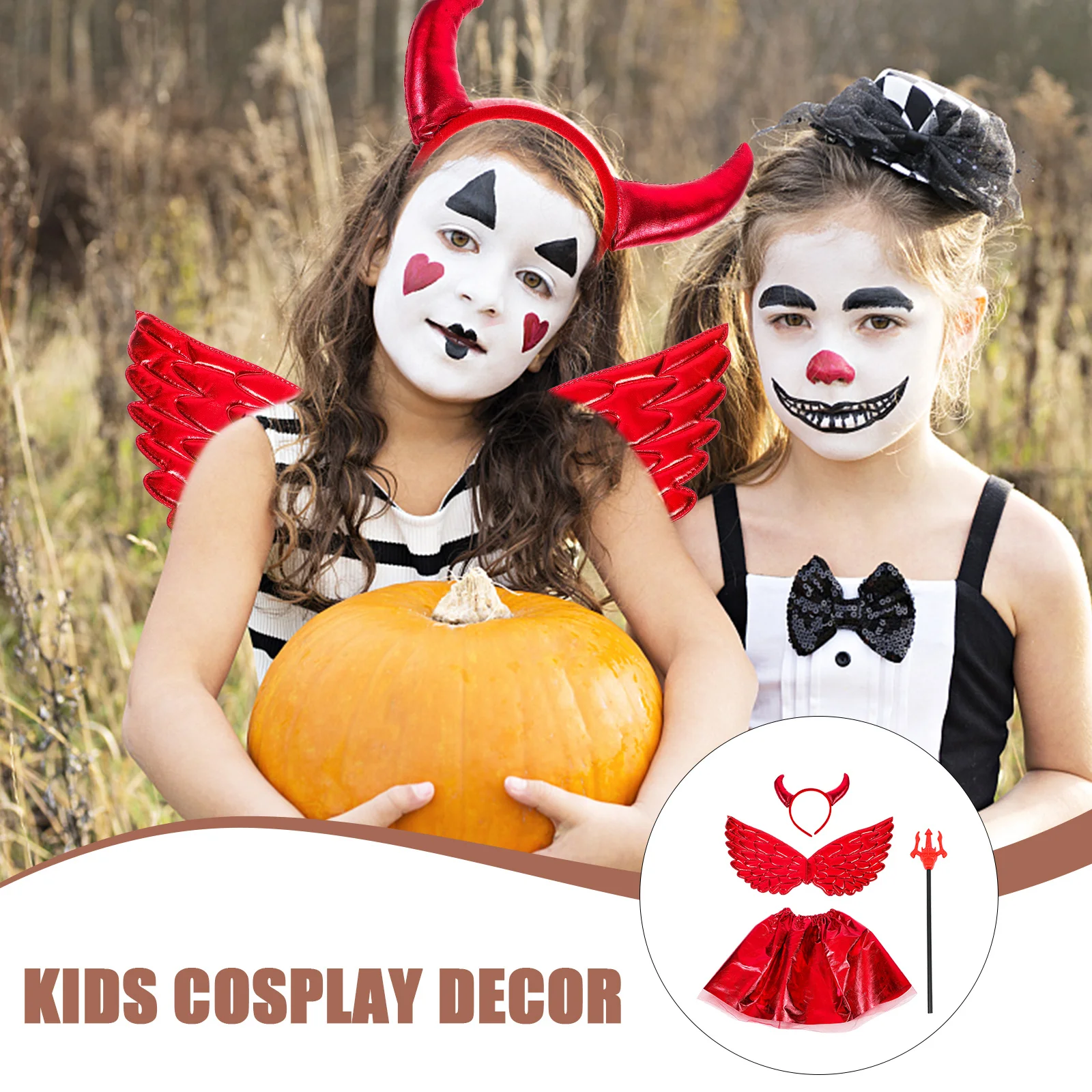 

1 комплект, костюм дьявола на Хэллоуин, повязка на голову, реалистичный забавный реквизит для косплея для детей, фестиваль, вечеринка, декор, аксессуар