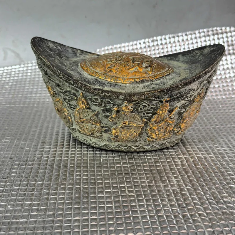 ornaments, copper Five Roads God of Wealth gold ingots, Chinese-style living room ingot metal crafts gifts