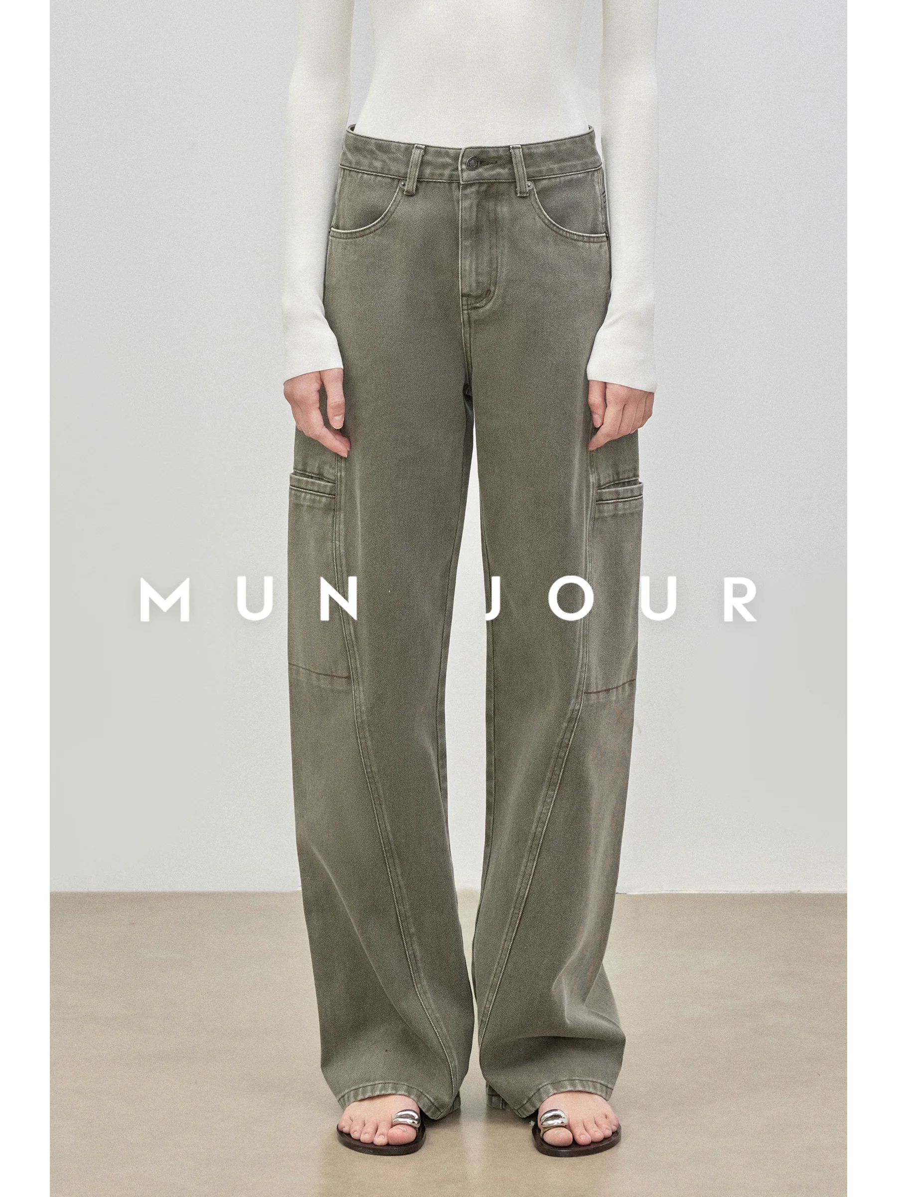 High Waist Cotton Denim Pants Women's Casual Straight Leg Jeans Spring Autumn Winter Seasonal High Elastici ket Design