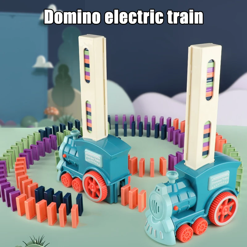 Domino Train Domino Block Set Automatic Lay Block Toy Domino Train Car Set Stacking Game Fun and Colorful Train DIY Toy Gift