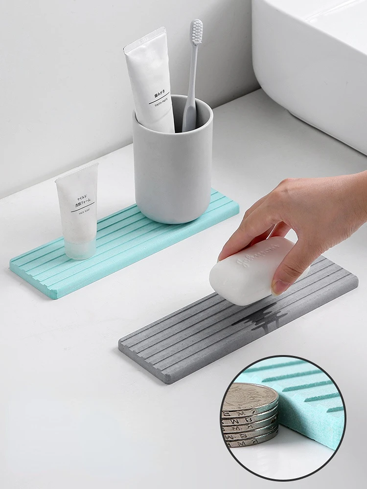 Diatom Mud Absorbent Pad Wash Basin Storage Coaster Bathroom Countertop Water-Absorbing Quick-Drying Soap Toiletries Mat