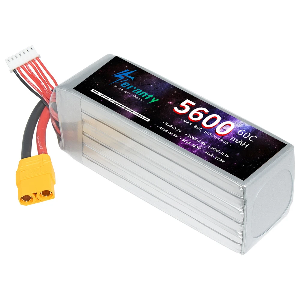 TERANTY 6S 5600mAh 22.2V 60C Akumulator Lipo z wtyczką XT60 Softcase do RC Car Truck Buggy Airplane FPV UAV Drone Model Parts