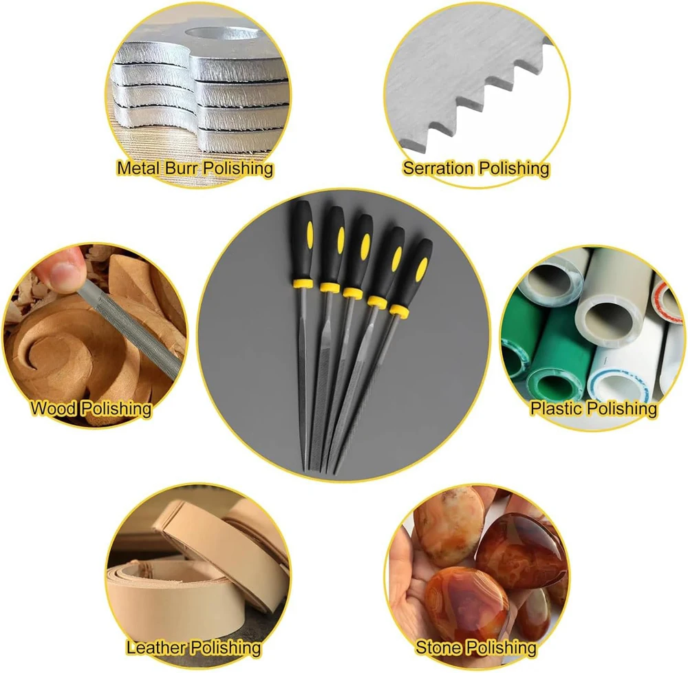 Neues Premium-Nadelfeilen-Set, Feilen aus Kohlenstoffstahl mit rutschfesten, ergonomischen Griffen für präzises Feilen auf Holzmodell aus Kunststoff – Detail 5