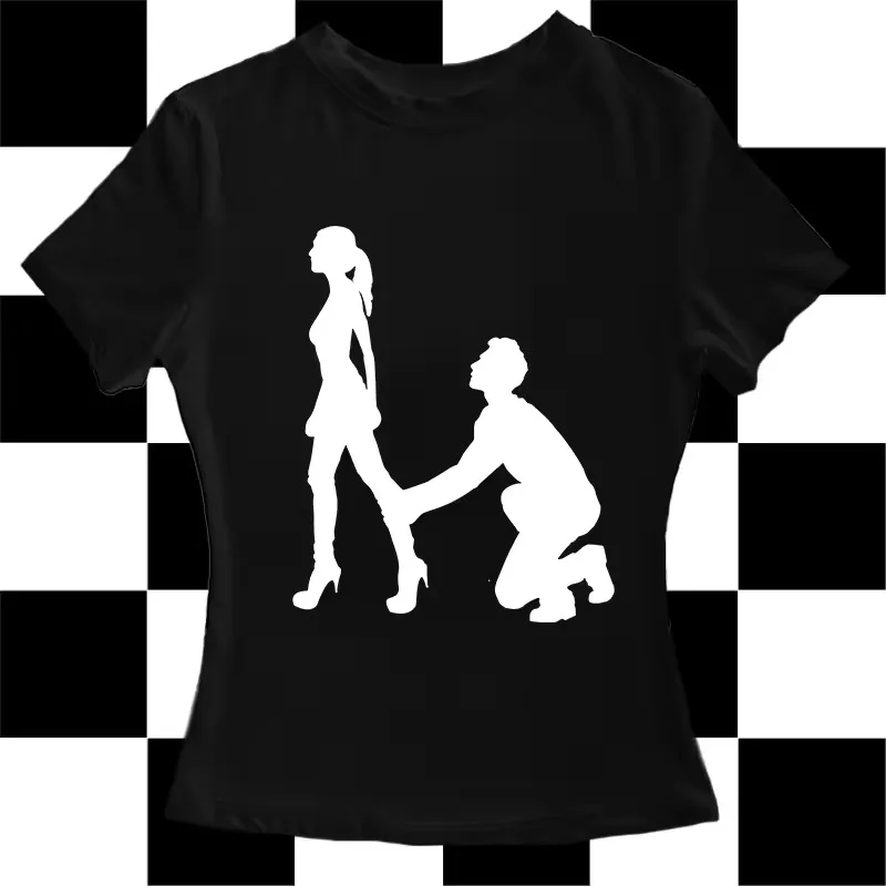 Y2K Women's T-shirt Hip-hop Rock Chic Fashion aesthetic Solid Color Print Daily Work Casual Round Neck Basic Women's Crop Top