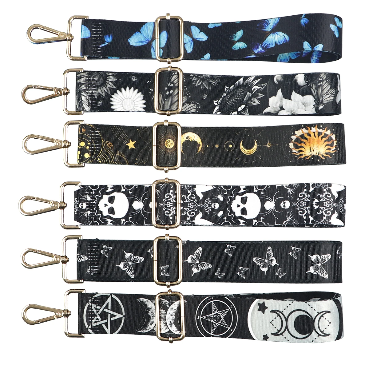 Correa de hombro con forma de luna y estrella para mujer, accesorio de hombro ajustable con diseño de esqueleto, a la moda