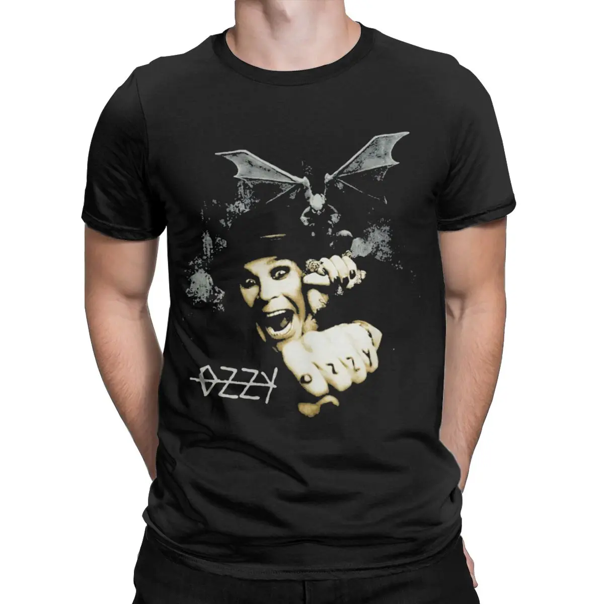 Men\'s Ozzy Osbourne T Shirts 100% Cotton Tops Hipster Short Sleeve Round Collar Tees Plus Size T-Shirt