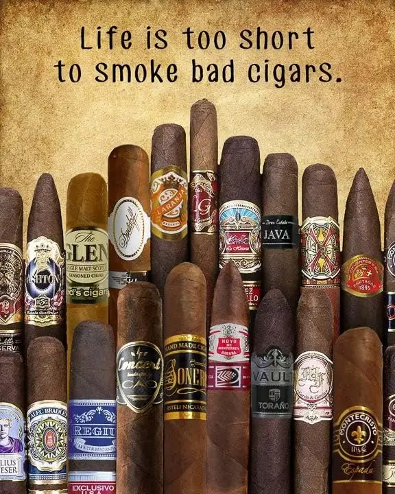 Retro Metal Tin Sign 8 X 12 Inches Life is Too Short to Smoke Bad Cigars Cigar Art Cigar Poster - Tobacco Print Cigar Print sign