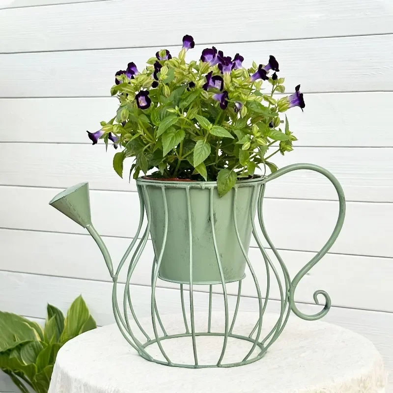 Vintage wrought iron bar watering kettle flower pot wall pot, decorative flower pot