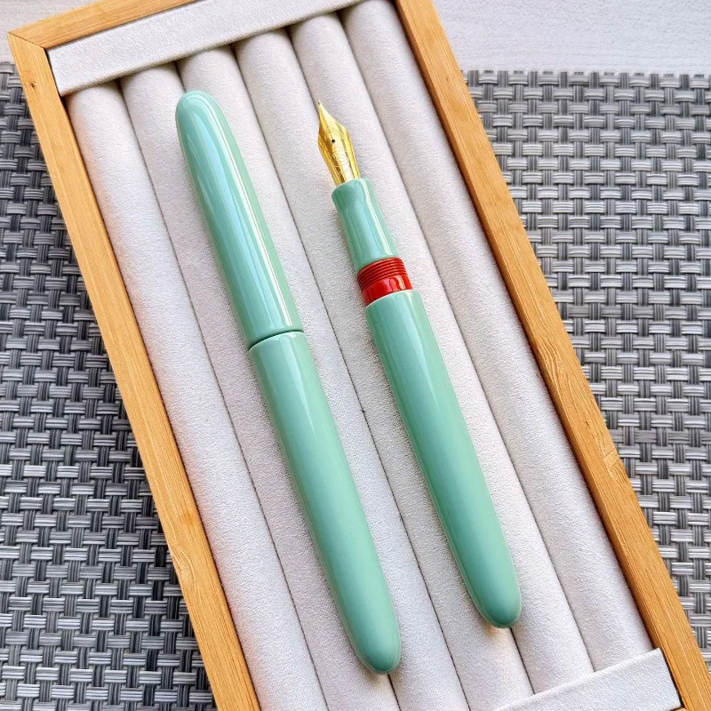 

BALAOYE Red Lacquer Fountain Pen Handmade Torpedo Powder Purple Hard Rubber Pen Holder BOCK Nib F 0.5MM Ink Pens Stationery Gift