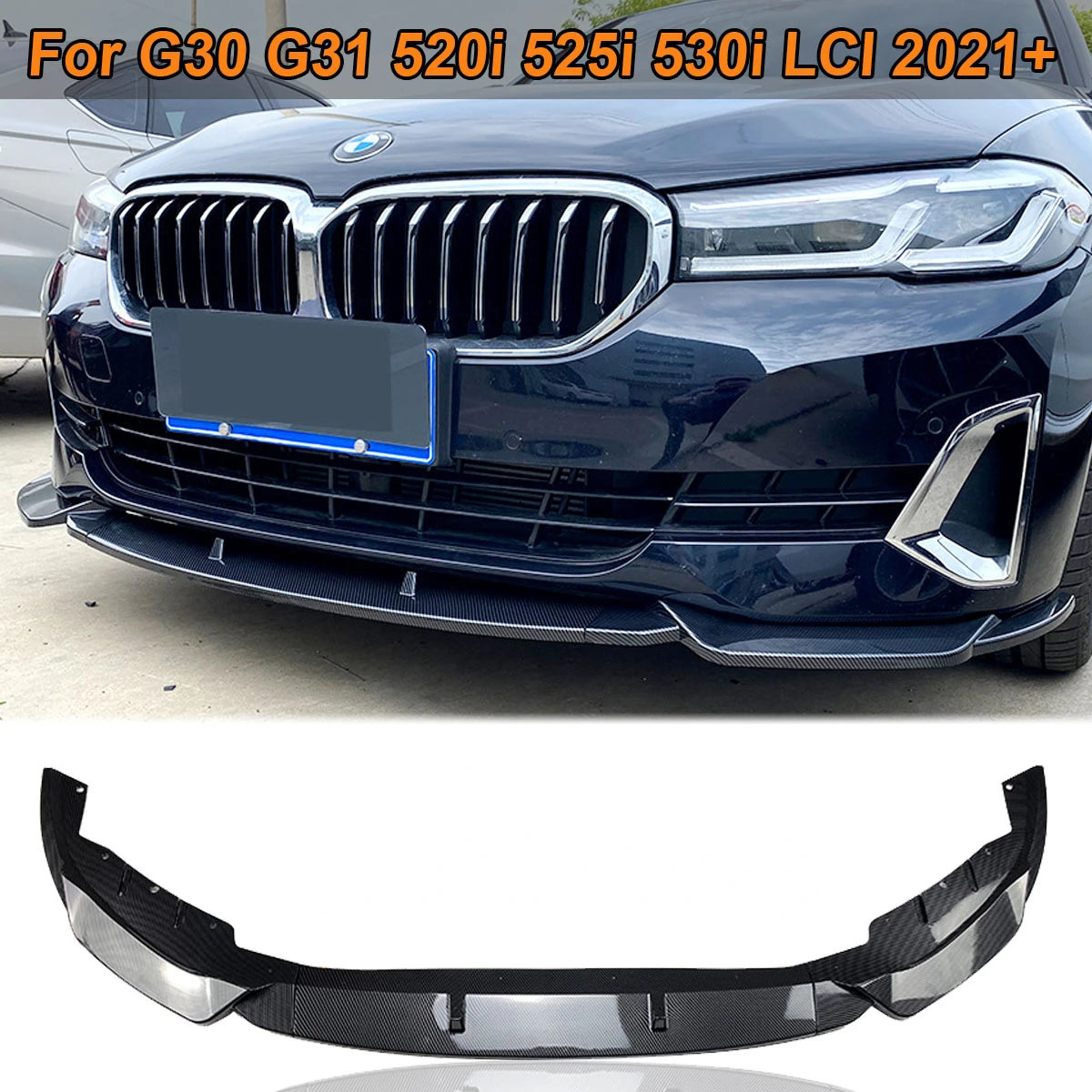 

For BMW 5 Series G30 G31 520i 525i 530i LCI 2021+ ONLY Front Bumper Lip Spoiler Splitter Cover Body Kit Guards Car Accessories