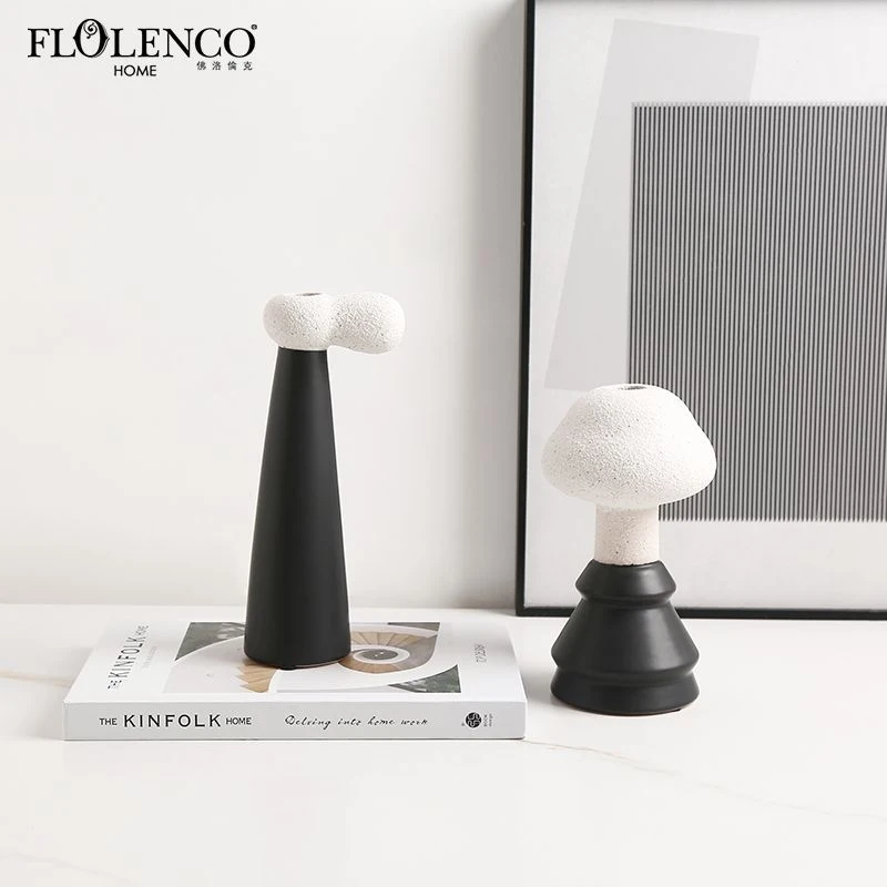 Nordic minimalist coarse ceramic mushroom cloud vase for model rooms, TV cabinets, dining tables, and stylish home decor