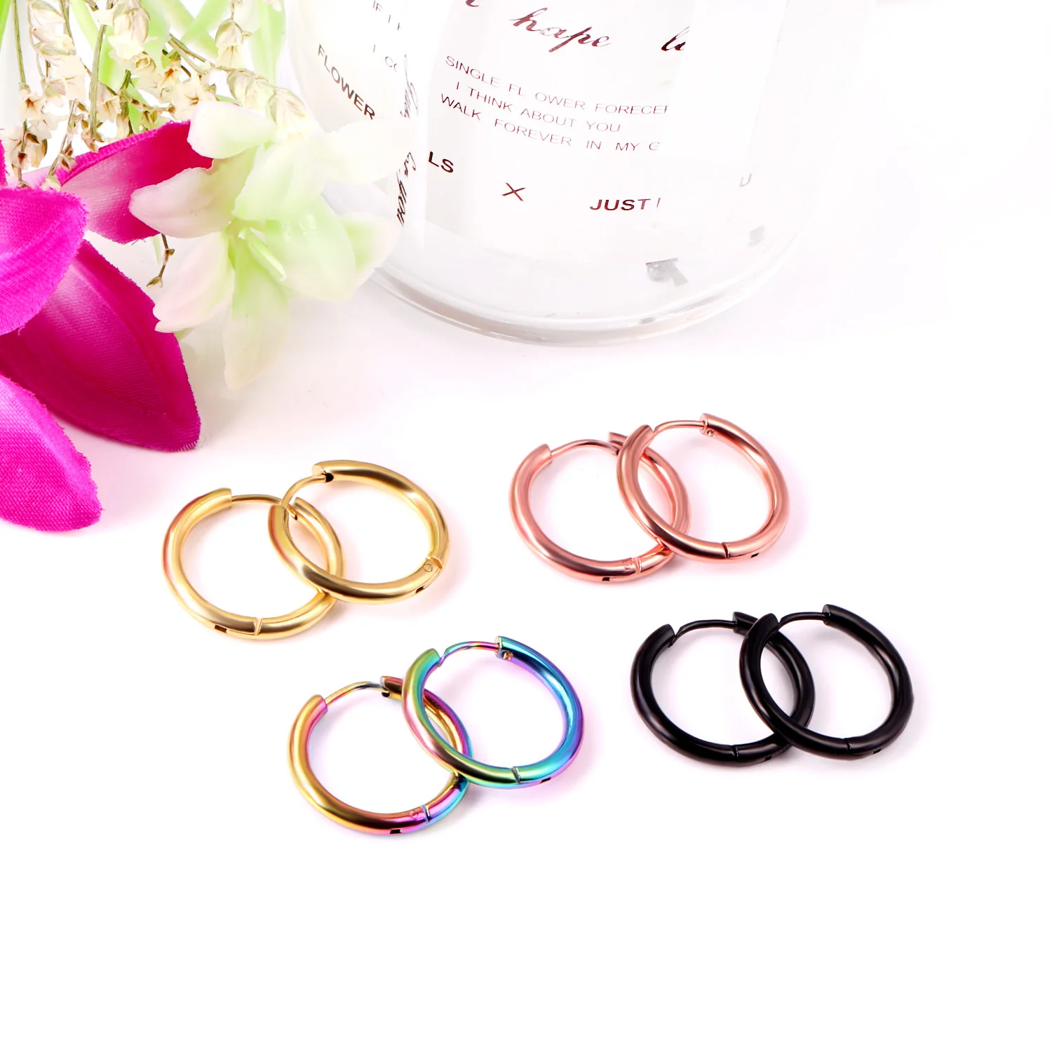 Simple Various Sizes Stainless Steel Round Circle Hoops Earrings For Women Man Gold Color Lobe Tragus Ear Piercing Jewelry