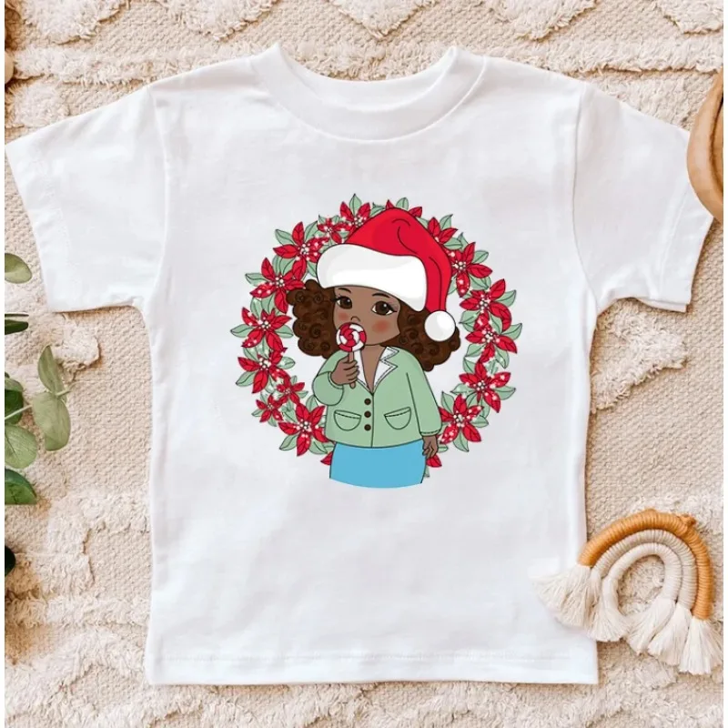 Sommer Schöne Sex Schwarz Mädchen Mit Weihnachten Geschenk Box Schwarz Neue Mädchen T Shirt Mädchen T-Shirt Kurzarm Tops Kleidung