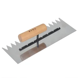 Chuan Yue-paleta de enyesado de hoja de acero inoxidable con muescas en V de 11,8 pulgadas, herramienta manual para construcción de mampostería, cemento y hormigón