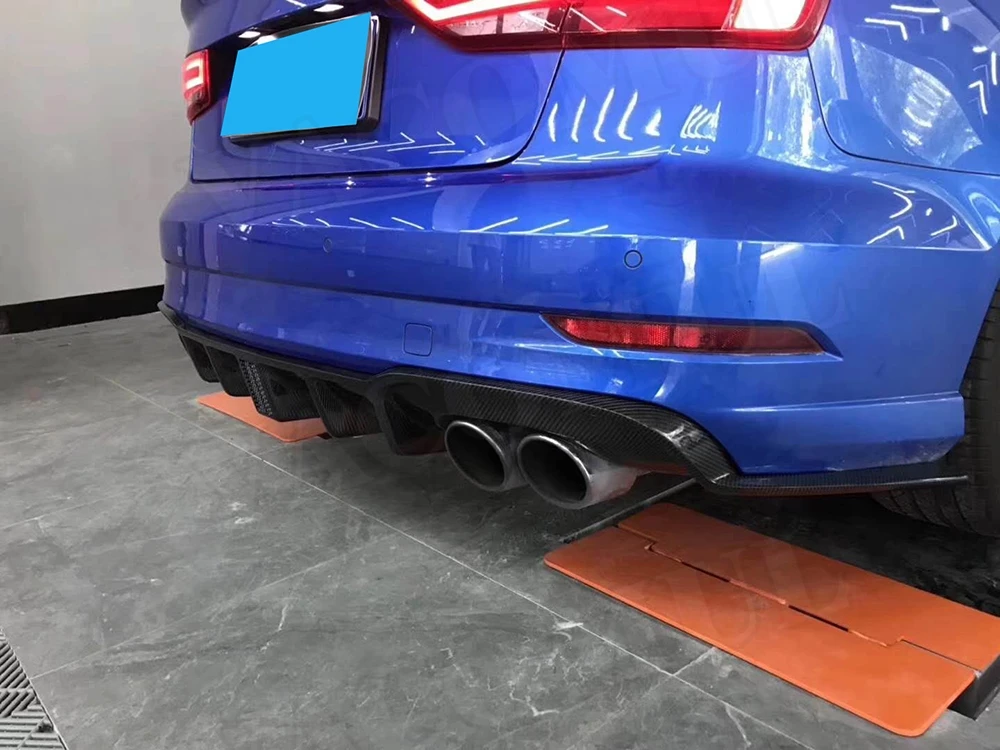 

VACOMUL Carbon Fiber Rear Bumper Lip Spoiler Diffuser with LED Light for Audi A3 Sline S3 RS3 2017 -2019 Back Bumper Guard Car