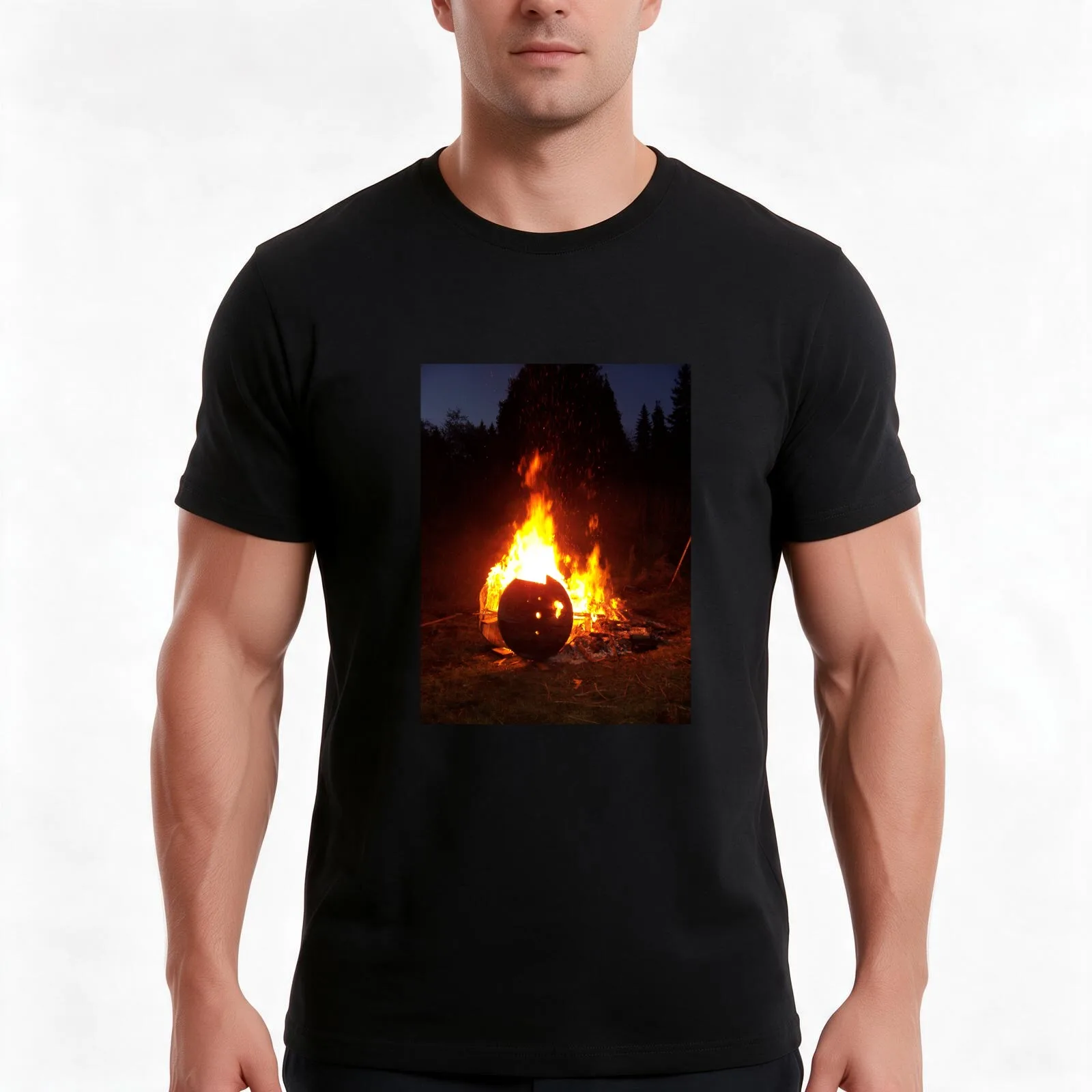 Bonfire, Meddie Style T-Shirt, Summer Casual Cotton Tee, Oversized Streetwear Tops, Vintage Graphic Print, Unisex Men Women