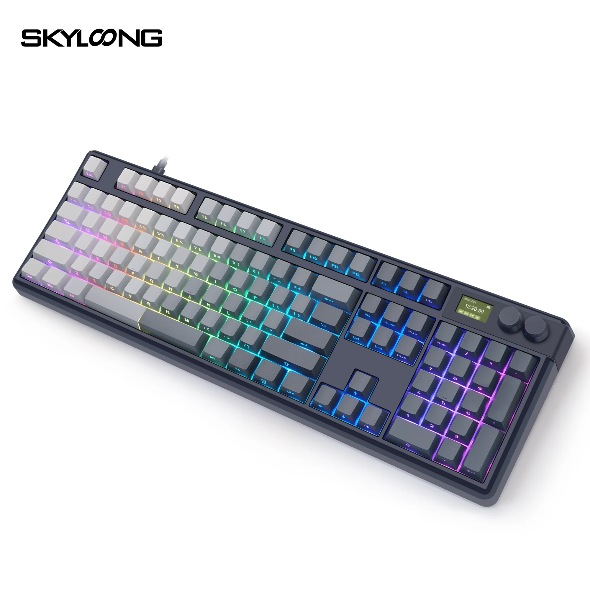 GK104 Lite 3-Mode Mechanical Keyboard 1.14inch screen Switch Hot-swap RGB Backlit PBT Keycap Full-Size Wireless Gaming Keyboard