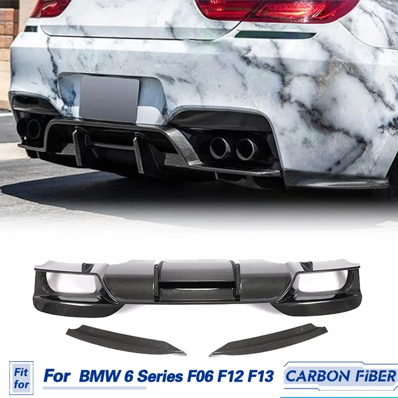 Car Rear Bumper Diffuser Lip Splitters Carbon Fiber for BMW 6 Series F06 F12 F13 M6 2013-2016 Rear Diffuser Lip Spoiler Body Kit