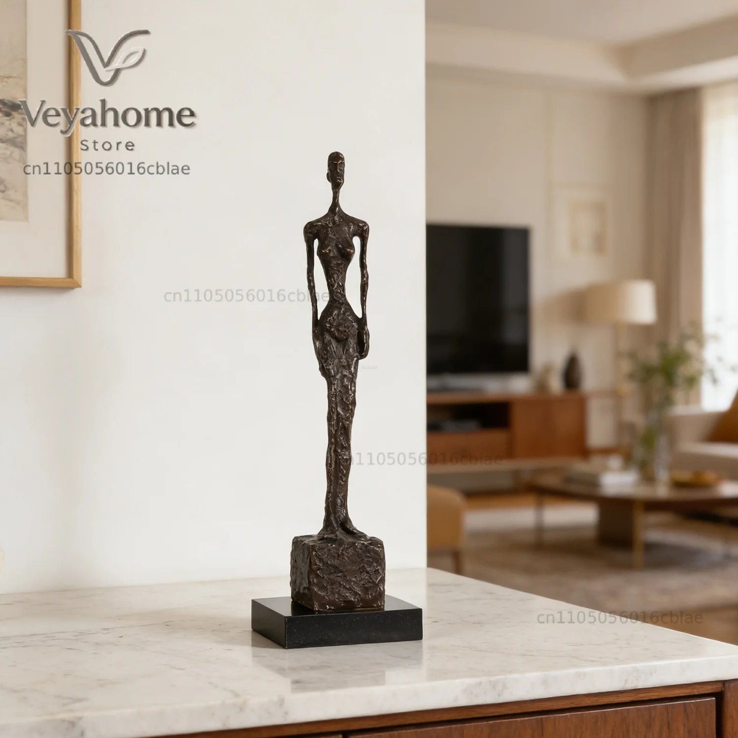 Bronze Standing Woman Skeleton Statue by Giacometti Famous Sculpture Art Handmade Replica for Home Decoration Collection 42cm