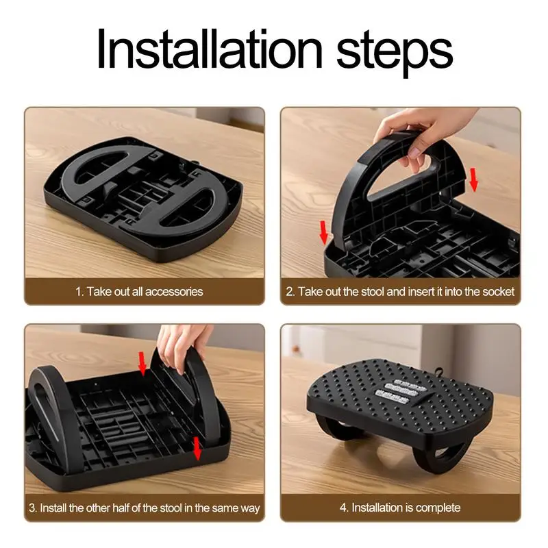 Reposapiés para debajo del escritorio, reposapiés con rodillos de masaje, reposapiés ajustable con balancín de 180 grados, taburete ergonómico para