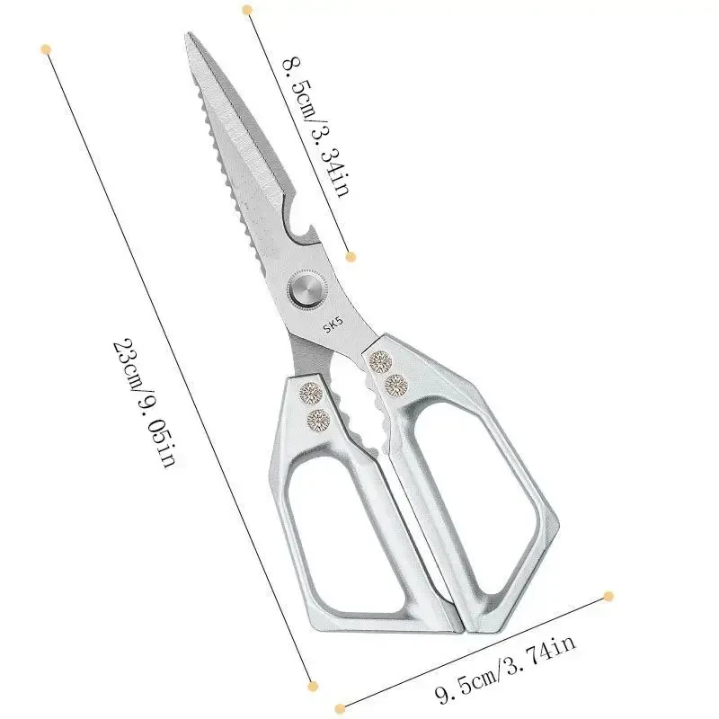 Kitchen Scissors Stainless Steel Chicken Bone Scissors Multifunctional Duck Fish Cutting Household Meat Scissors Easy to Clean