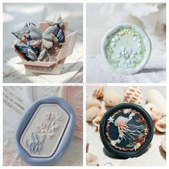 Fire seal stamp head creative Diy sticker card educational toys butterfly exquisite pattern invitation envelopes sealed sealing