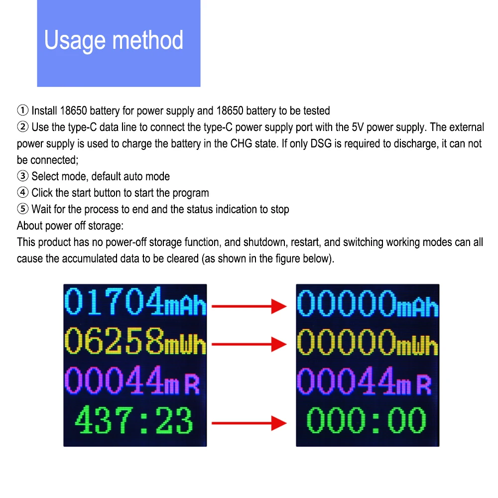 DC 5V 18650 Digital LCD Display Lithium Li-ion Battery Tester Meter Type-C Voltage Current Power Bank Capacity Monitor Module