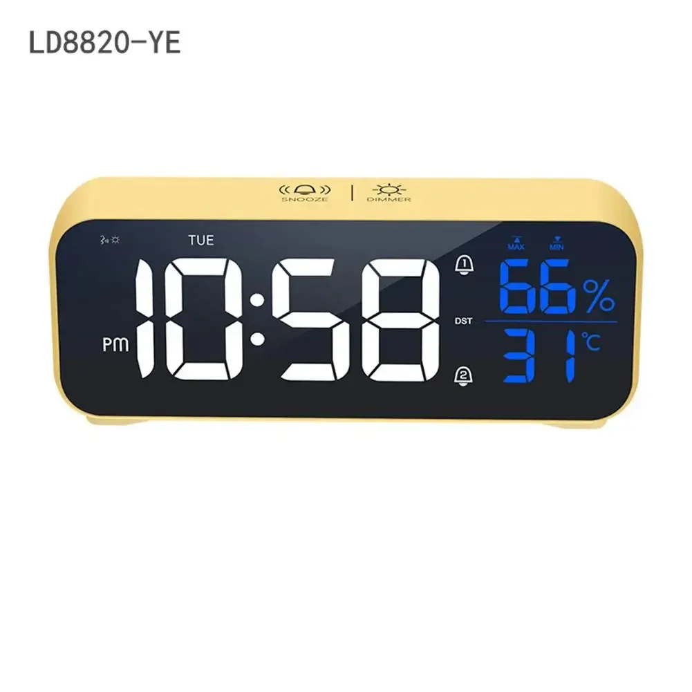 Electronics Led Digital Alarm Clock 12 / 24 Hour For Mirror Bedroom Table Room Office Adjustable Clocks Brightness Volume Home