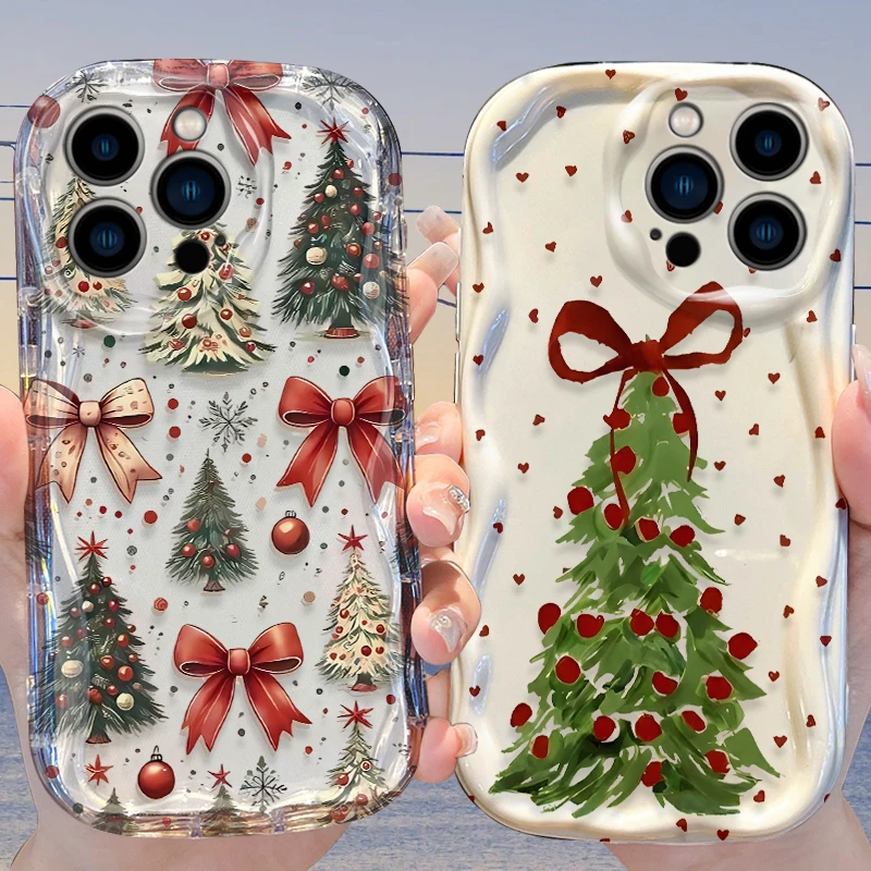 Oil Painting Christmas Tree Case for iPhone 17 Air 16 E 15 14 Plus 13 12 Mini 11 Pro Max Silicone Shockproof Soft Covers Funda