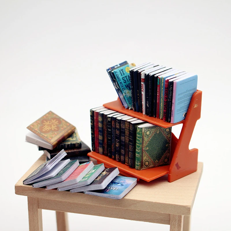 1:12 Simulations-Mini-Bücher Bücherregal Modell Puppenhaus Arbeitszimmer Dekoration Puppenhaus Zubehör