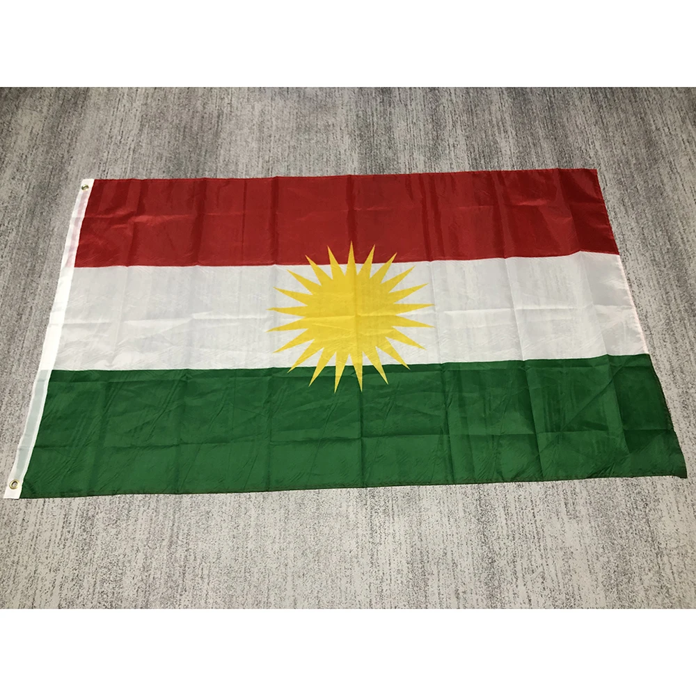 

ZXZ Kurdish flag 90X150cm polyester hanging Kurdish Kurdistan Hanging And Bannes Printed Home Flag For Decoration