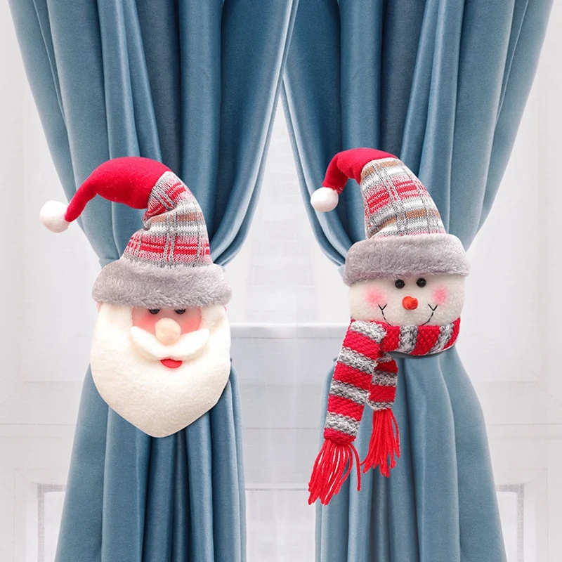 Christmas Window Curtain Tiebacks Decorations Cute Elf Doll Hook For Home Holiday Xmas Accesorios Decor Curtain