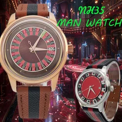 40mm Mens Mechanical Watches Stainless Steel NH35 Watch Men  Luxury Wheel Turning Sapphire Glass Watches Waterproof 100 m