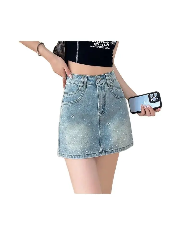 

Hight Waist Denim Skirt For Women in 2024 Summer Sexy Cowboy Shorts Thin and Slimming Design Spicy Girl Wrap Buttocks short skir