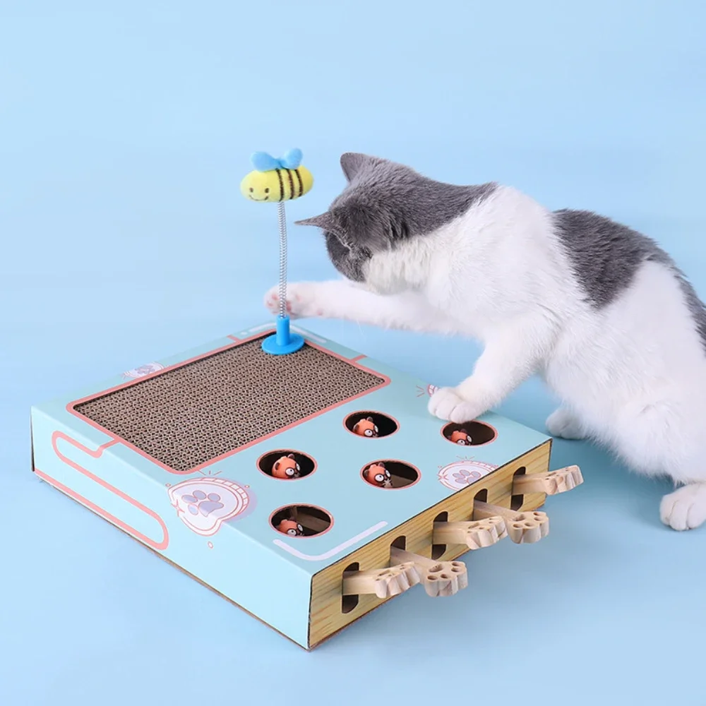 Interactive Wooden Whack-a-Mole Cat Toys - Cat Interactive Toys - Keep Pets Entertained and Excited