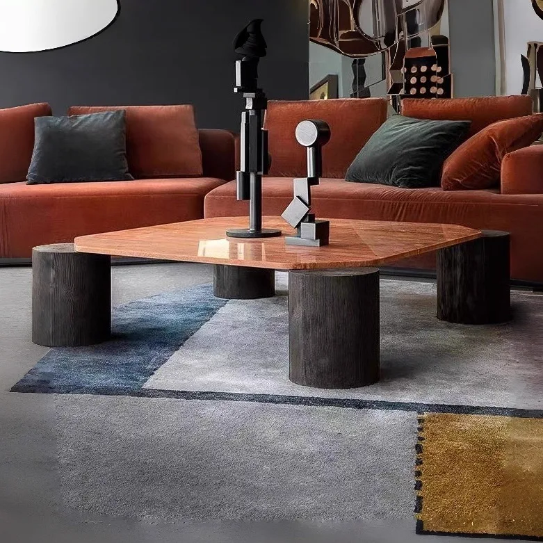 Italian Travertine Coffee Table, Art Gallery Grade for Showroom & Villa, Heat & Scratch Resistant, Master Design, Customizable