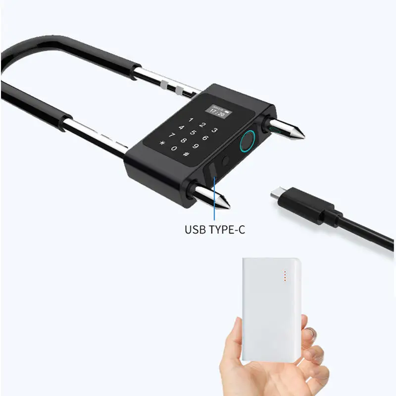 

Hot Sale Portable Door Lock U Shape Smart Fingerprint Lock for Car Motorcycle Bike Office Security App Fingerprint Lock