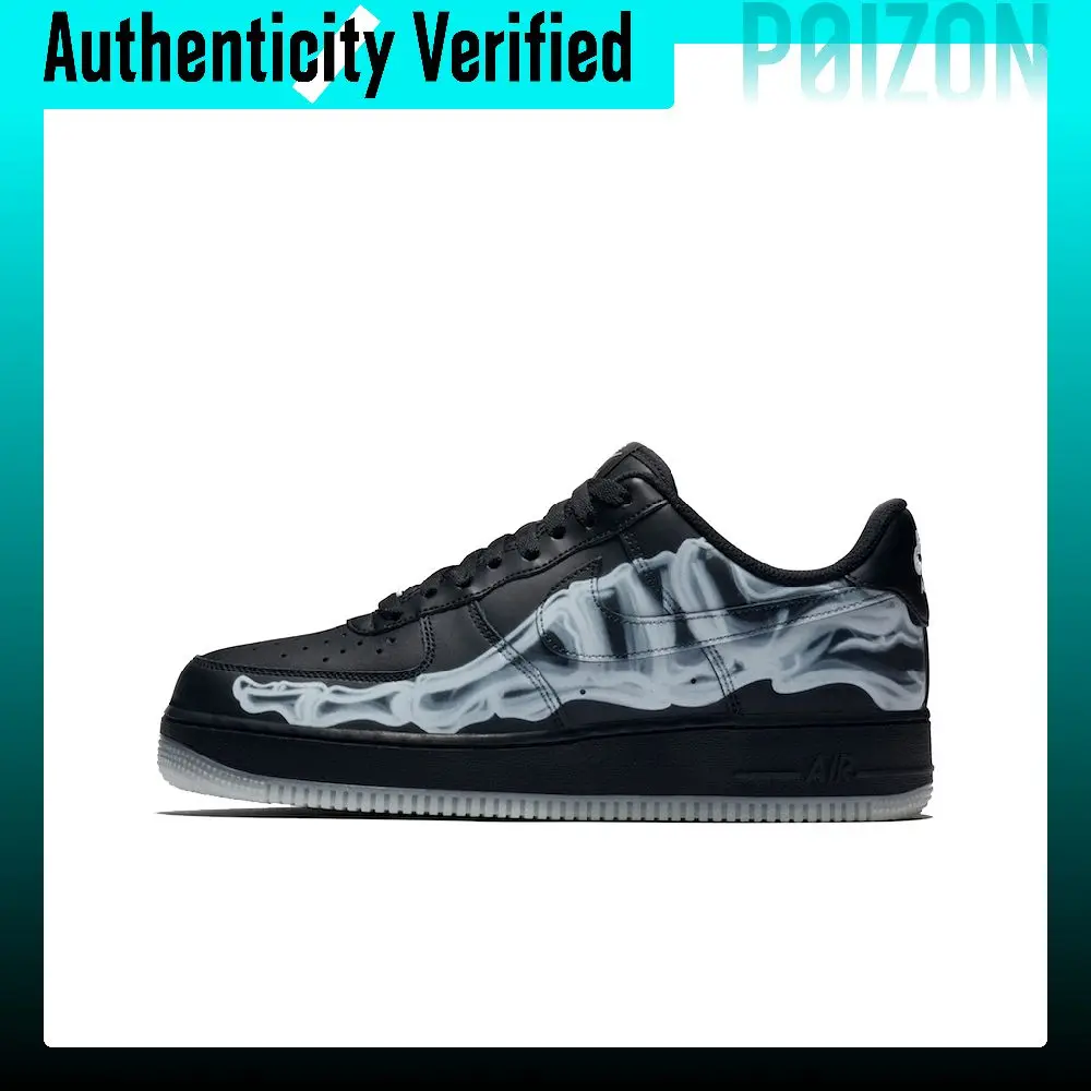 Nike Air Force 1 Skeleton 'Black On Black' Low top Skateboard Shoes Unisex Black BQ7541-001