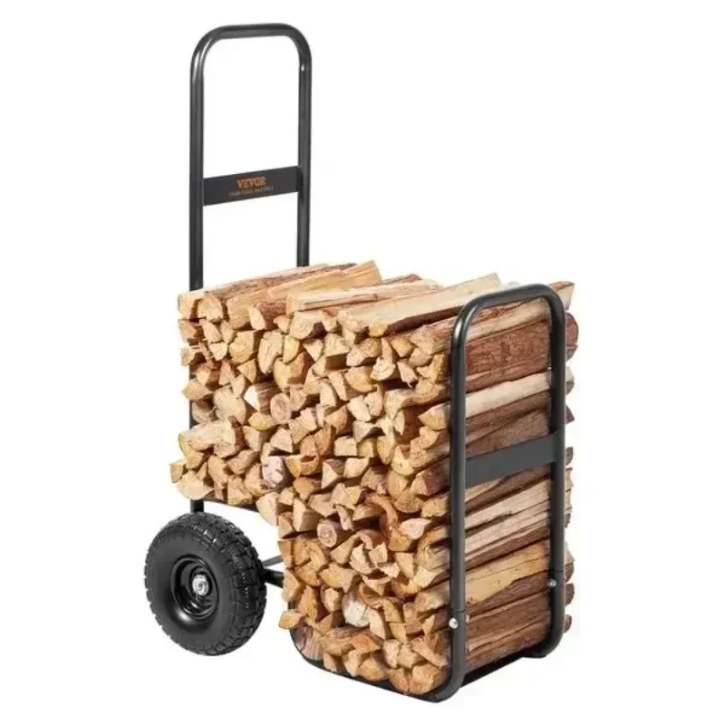 

Firewood Log Cart, 250 lbs Capacity, Outdoor and Indoor Wood Rack Storage Mover with PU Wheels & Waterproof Cloth, Hea