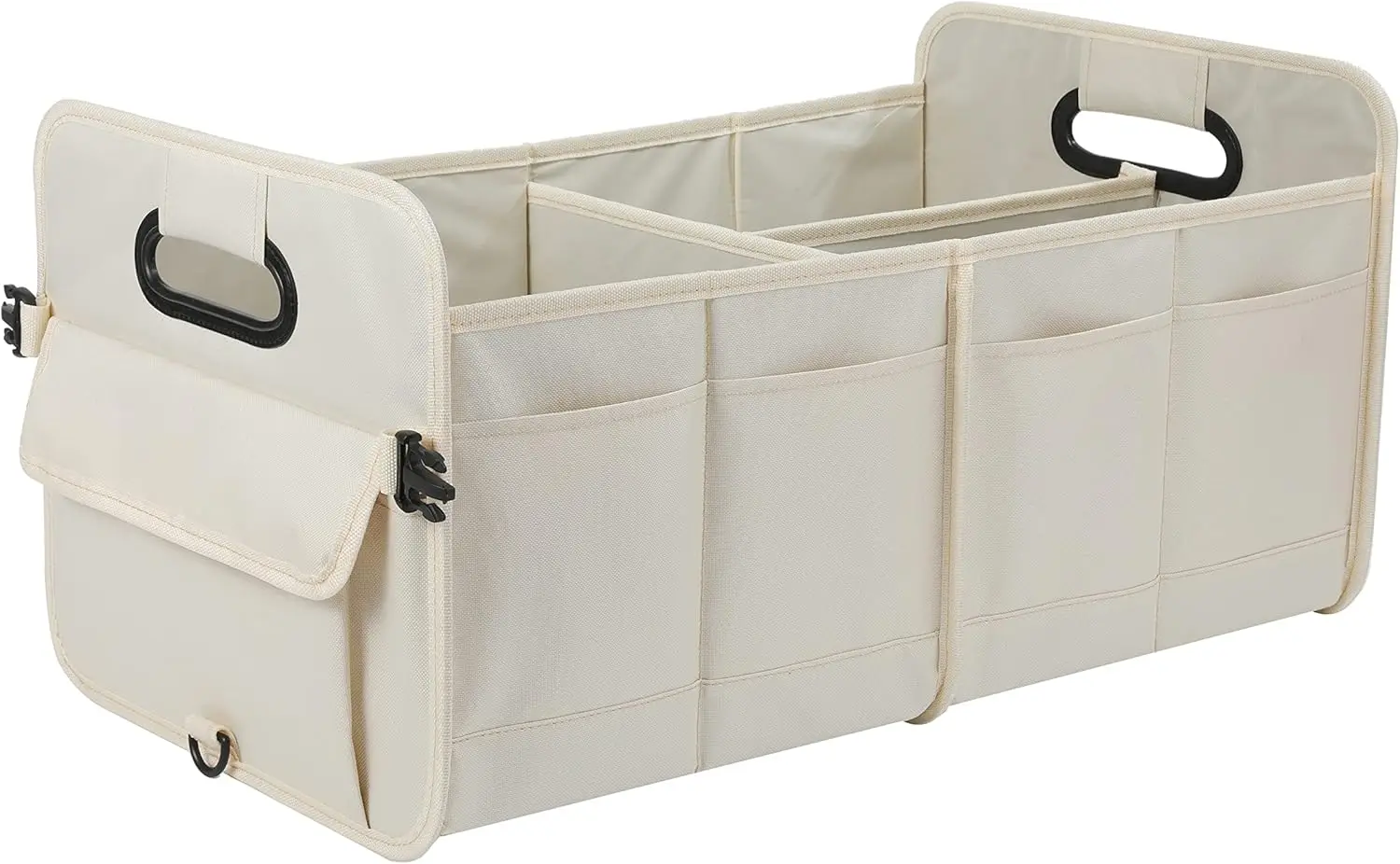 

Collapsible Car Trunk Organizer with Adjustable Straps, Multi Compartment Storage for SUV in Beige