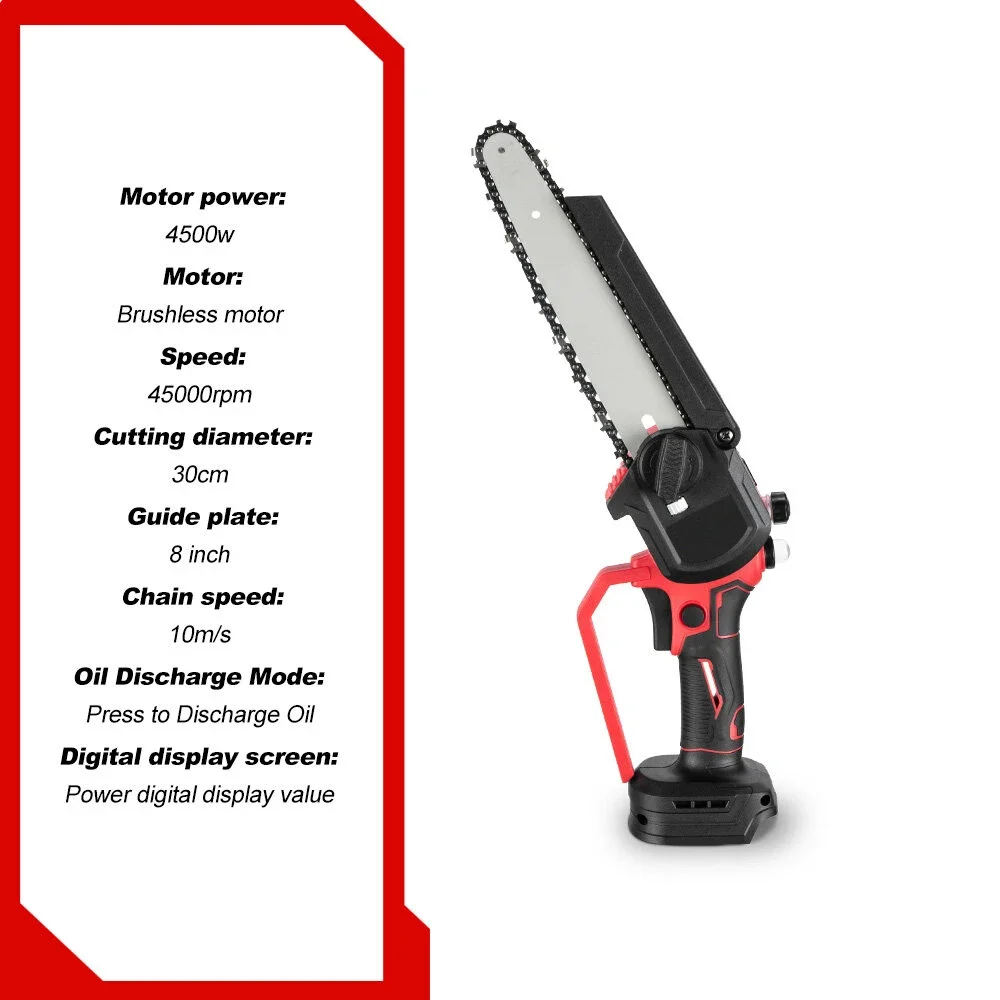 6/8 Inch Brushless Chain Saw Cordless Pruning Electric Saw Woodworking Electric Saw Cutting Tool For Makita 18V Battery