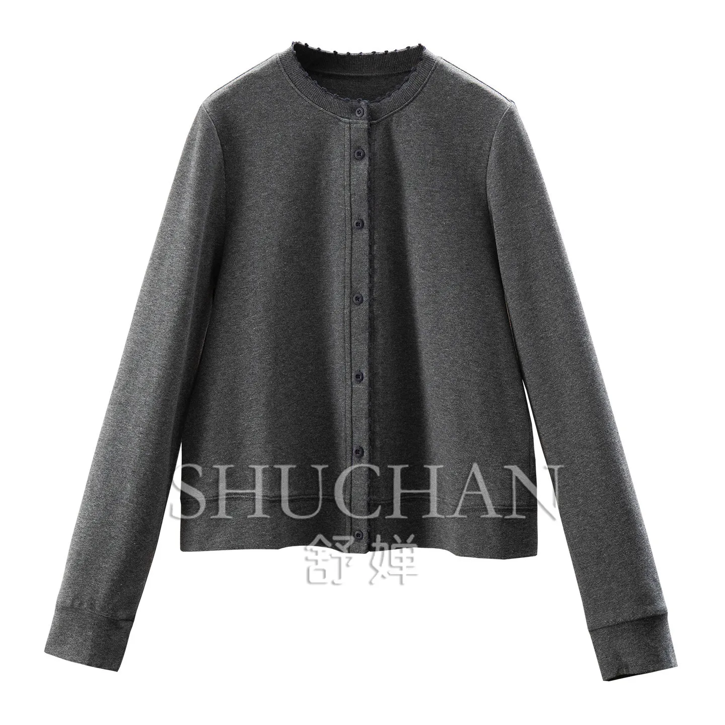 Bright Thread Soft Knitted Crew Neck Long Sleeve Sweater Short Jacket Women's 20X6 Cropped Cardigan
