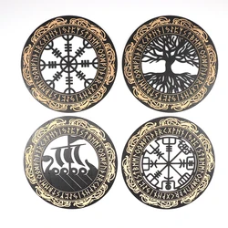 4 Viking Decor Viking wooden wall art Nordic Decor black Nordic Viking Rune amulet logo men's home office, 11.81 inches