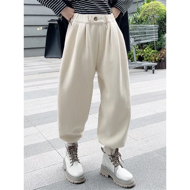 Girls Pants Girls Chenille Fleece Pants 2023 Winter New Children Thick Casual Sports Pants Warm Radish Pant Girl Clothes