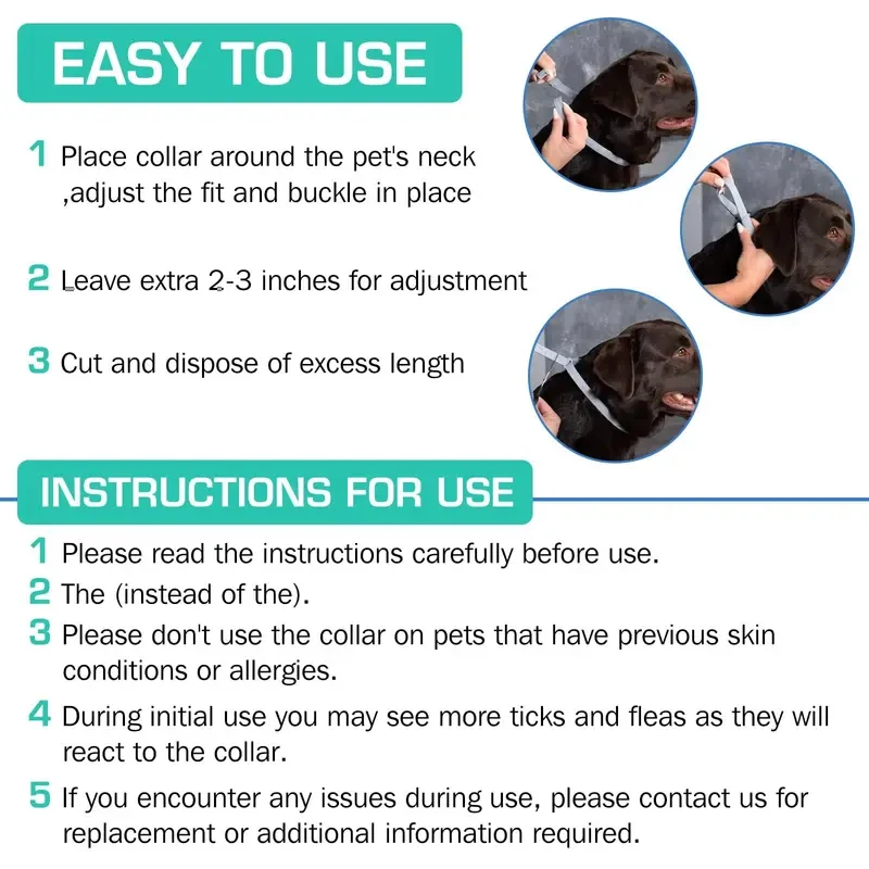 38/70cm Adjustable Pet Flea Tick Collar, Split Safety Buckle Insect Repellent Collar for Kittens Large Dogs Cats & Dogs gallery 5