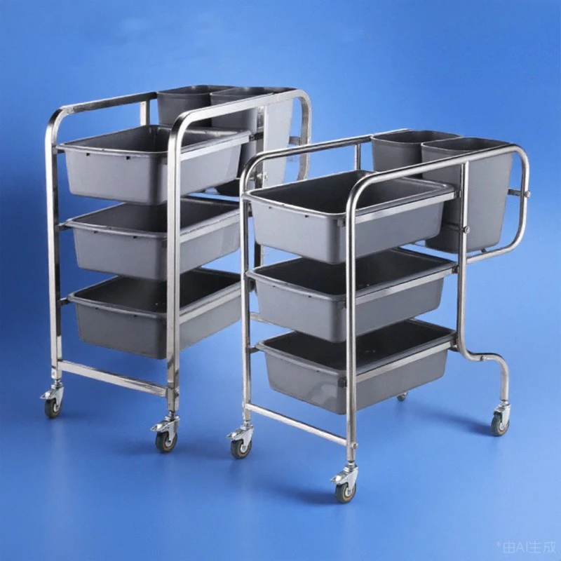 

Five bucket collection car Three-layer dining car Thickened stainless steel food waste car Wine cart Restaurant